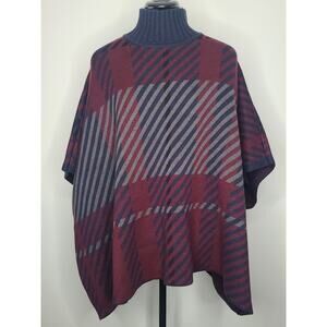 NWT Ann Taylor blue red turtleneck sweater poncho - MP / LP